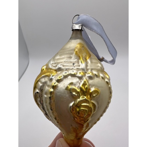 VTG Blown Glass Seashell Ornament Gold Silver Mercury Glass Christmas Coastal - Picture 15 of 16